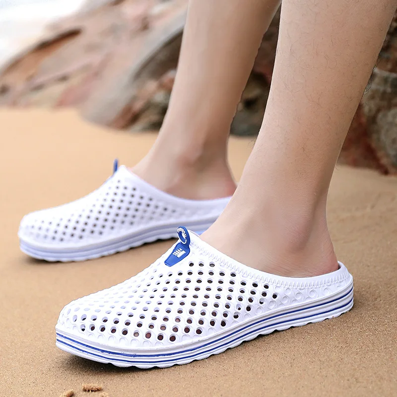 2018 QinSir Sandals Men Summer Hollow out Lovers Beach Shoes Anti skid