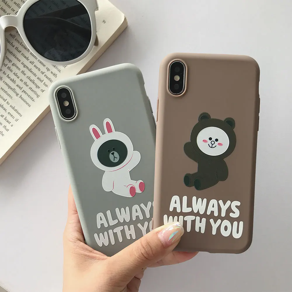 

Cartoon Bear Case Matte TPU Cover For iPhone 7 8 Plus XR X XS Xs Max Cases For iPhone 6S Plus 6 Plus Case Dirt-resistant Cover