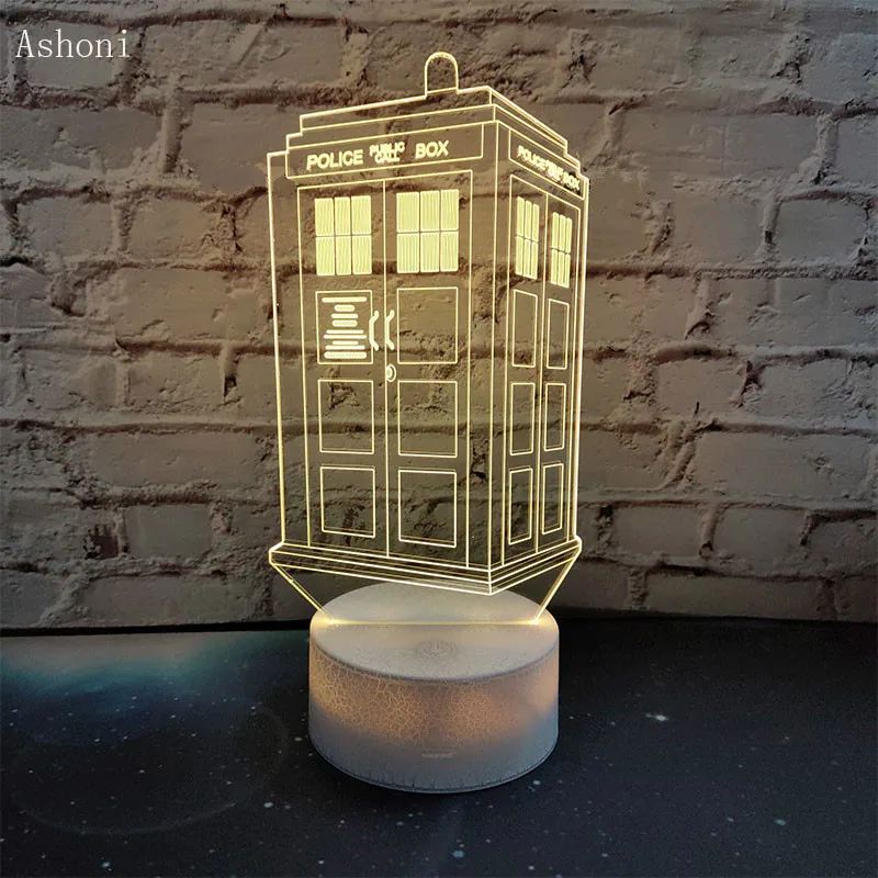  7 Colors Change Lamp Doctor Who Police Box 3D Lamp Acrylic LED USB Table Lamp TARDIS Lights Multi-c - 33001916620