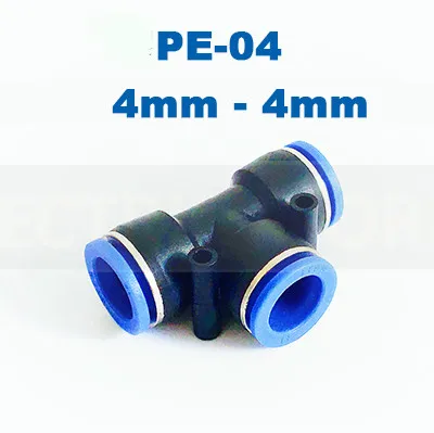 PE-04 Пневматический фитинг 3 пути Т-образный Тройник Пневматический фитинг 10 мм 8 мм 12 мм 6 мм 4 мм OD шланг трубка нажимной воздушный газовый фитинг Быстрый фитинг - Цвет: PE-04