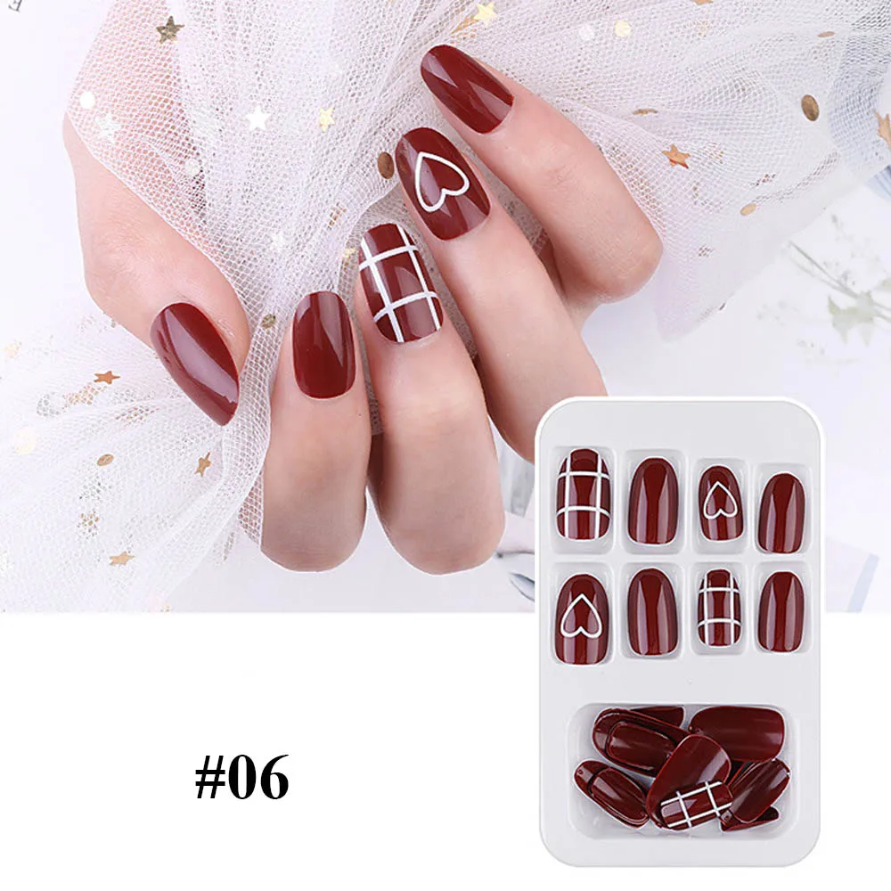 Dmoley 24 шт накладные ногти полное покрытие поддельные ногти ABS Искусственные Советы Дизайн ногтей украшения с стиксером и клей для ногтей - Цвет: 06