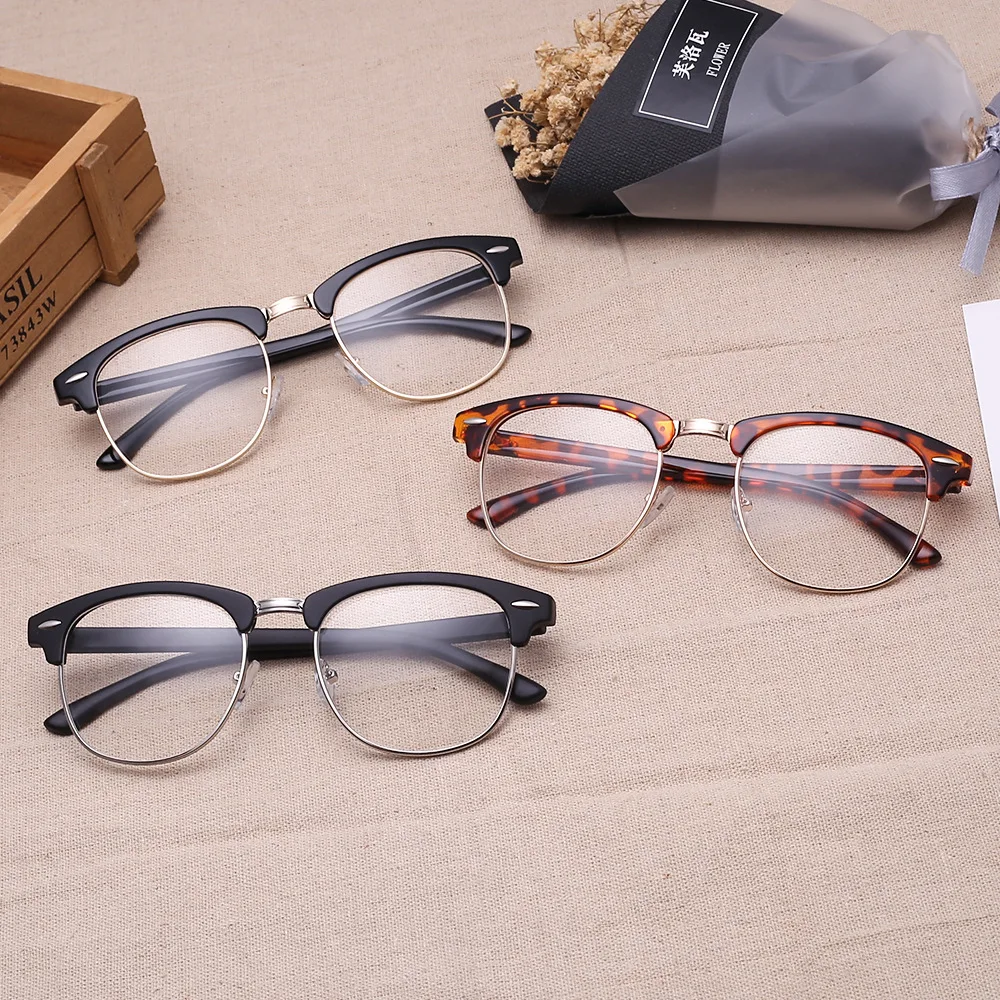 SOLO TU Trend Classical Superstar Style Rivet Half Eyewear Frame Men