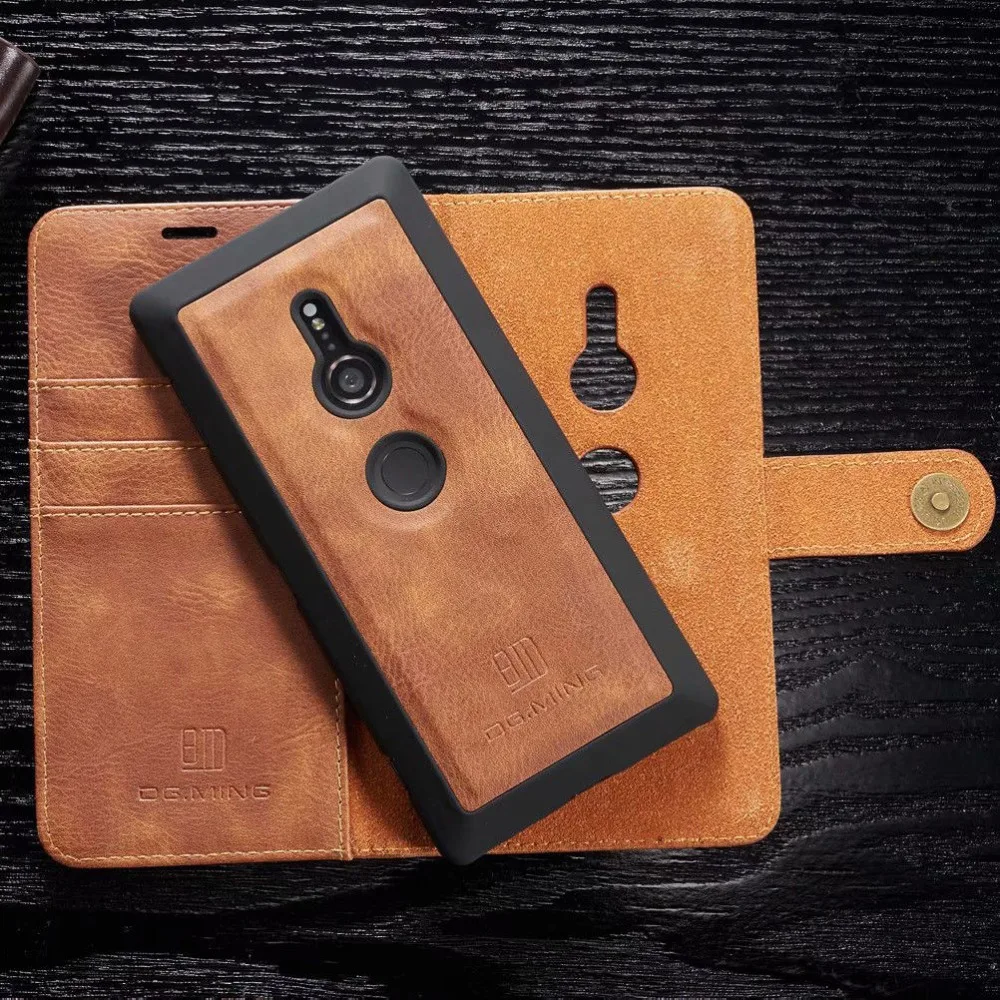 

Sinbeda DG.MING 2 in 1 Retro Magnetic Detachable For Sony XZ XZS XZ1 Case Genuine Leather Wallet For Sony XZ2 X Compact Case