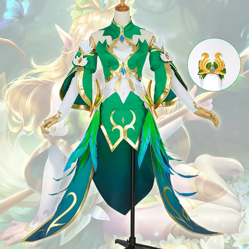 

Anime Cosplay Costume Arena of Valor New Version Wang Zhaojun Elven Princess Dress Z