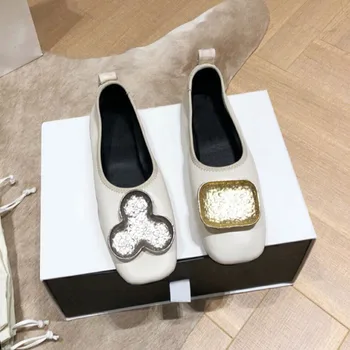 

Ladies Black Red Flats Square Head Slip On Shoe Flat Breathable Women's Loafers Soft Leather Moccasins Women's Oxford Shoes 2019