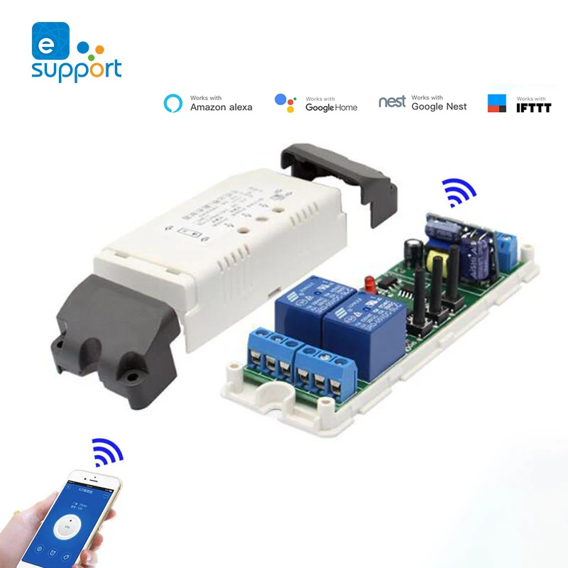 EWeLink Интеллектуальный переключатель Wi-Fi 2 канала реле умный дом Wi-Fi модуль DC5V 12V 24V 32V 220v моторчик для занавесок переключатель с автофиксацией/шаговым управлением с автоматической блокировкой