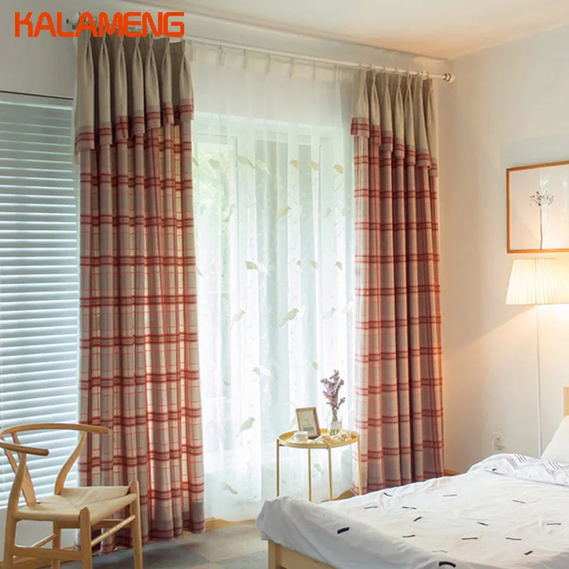 Us 30 82 Modern Red Grid Geometry Drapes Cotton Japanese Curtain For Bedroom Livingroom Curtains Fixed Rope Simple Window Design Axy8056 In Curtains