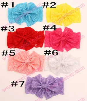 

freeshipping 30pcs 2017 new Vintage lace headband Stretch Lace Bow Headband hair bow head wrap Photo Prop Hair Accessories