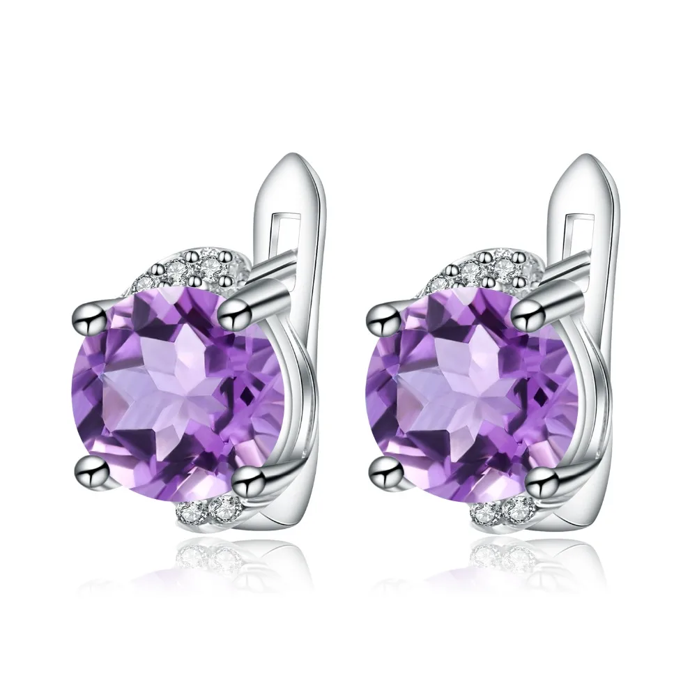 

GEM'S BALLET 4.02Ct Natural Amethyst Gemstone Earrings Classic 925 Sterling Silver Birthstone Stud Earrings for Women Jewelry