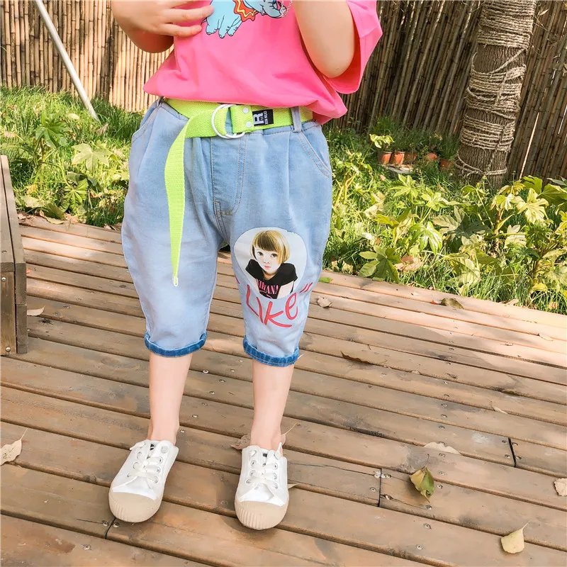 

2019 Summer Boys and Girls Dress Fashion Cowboys Baby Cartoon Loose Casual Elastic Jeans Pants