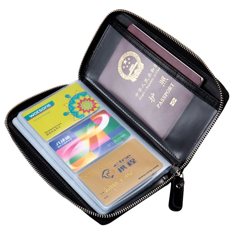 

New RFID Men Card Holder Cow Split Leather Wallets High Quality Female Credit Card Holders Women Organizer Passport Purse