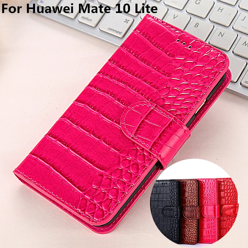 Роскошный кожаный чехол книжка Mate 10 Lite для Huawei кошелек с отделением карт телефона