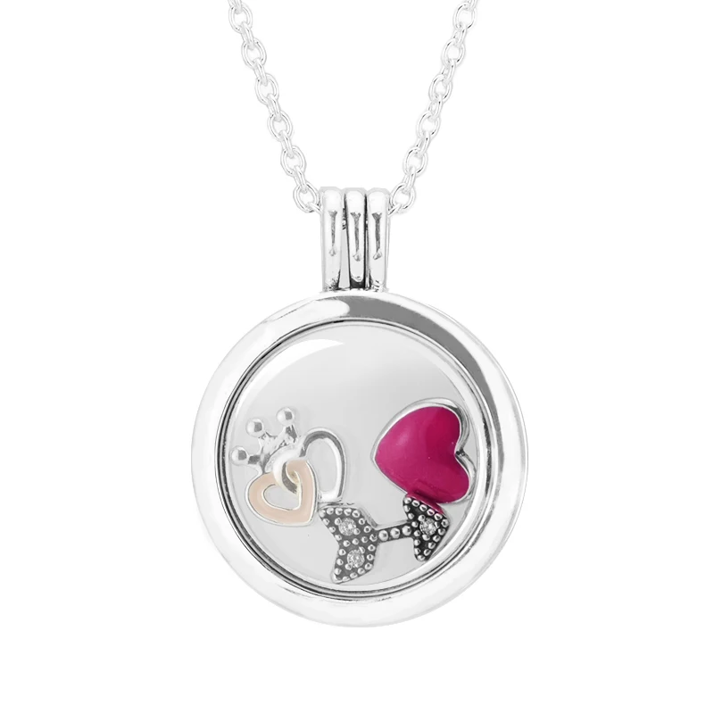 

60cm Mediumn Floating Locket Pendant Necklace with 3 Parts 100% 925 Sterling-Silver-Jewelry Free Shipping