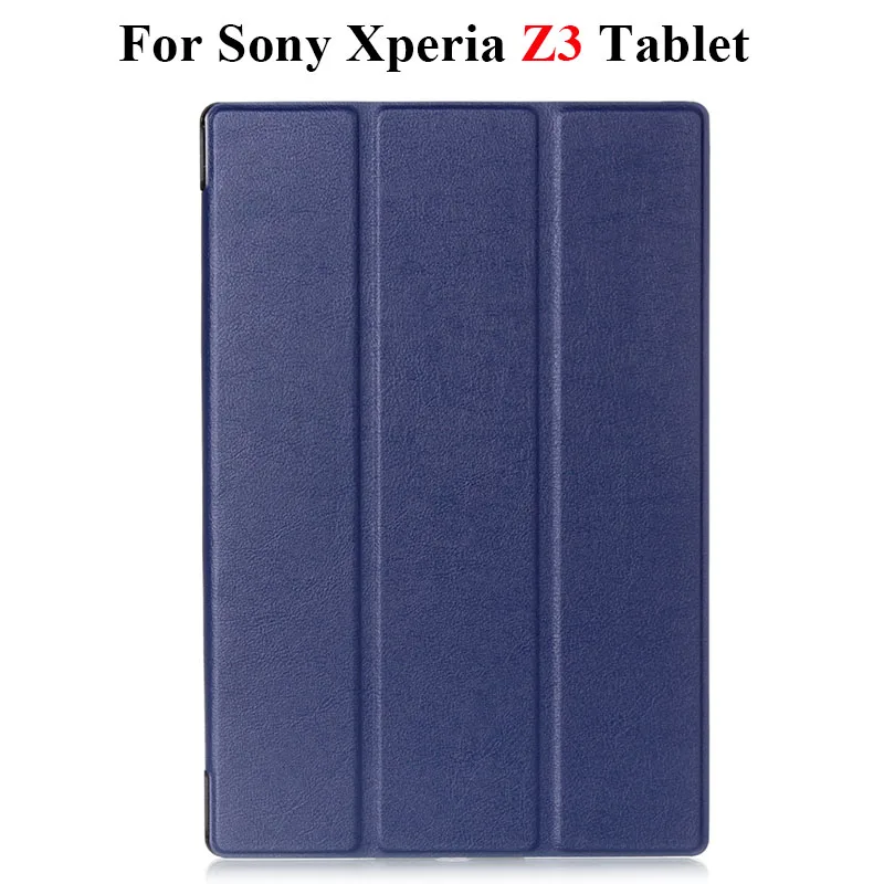 Умный Магнитный откидной Чехол из искусственной кожи для sony Xperia Z2(10,"), Z3(8"), защитный чехол для планшета+ пленка+ ручка - Цвет: Dark Blue for Z3