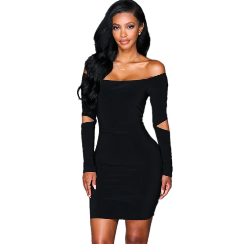 2018 Women Long Sleeve Sexy Mini Dress Off Shoulder Sheath | Женская одежда