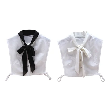 

Women Fake Collar Bowknot Detachable Simple Half Shirts for Matching Tops HSJ88