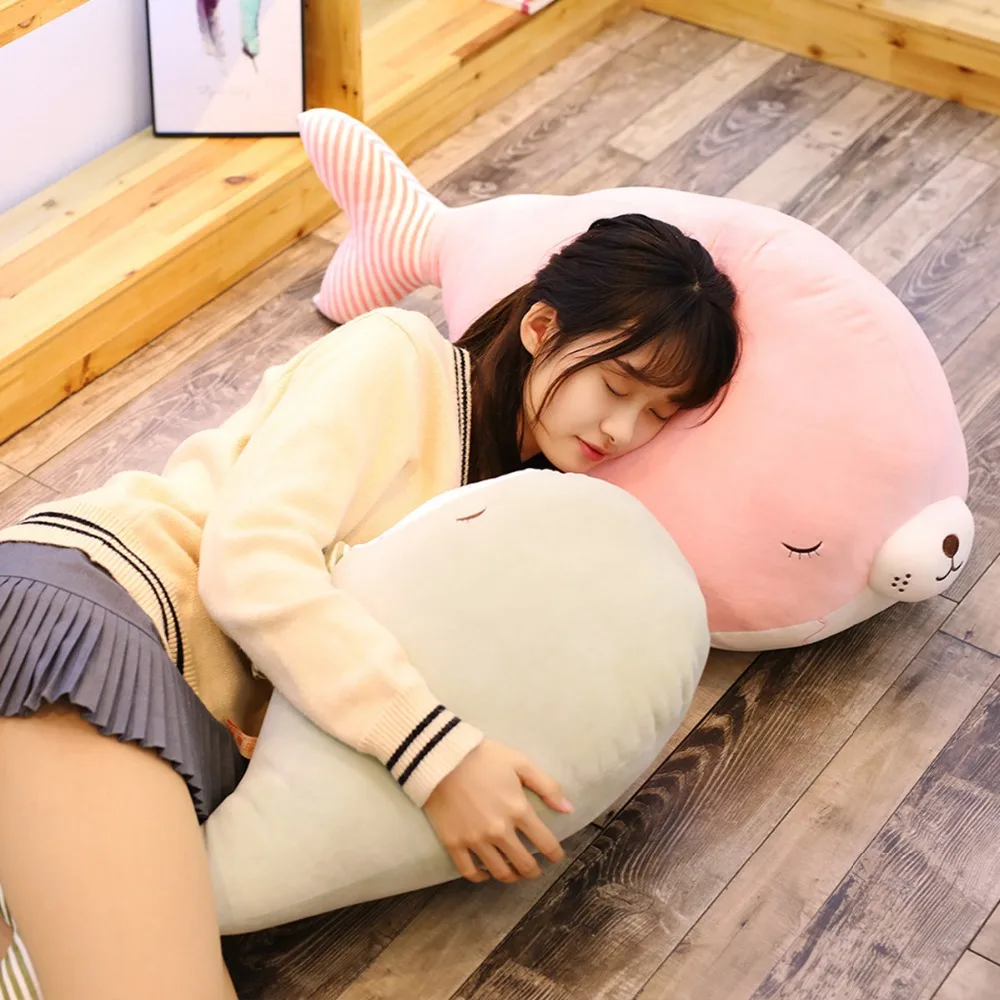 100cm Large Size toy Cute whale Plush Toys Stuffed Soft Down Plush Sea Lion Pillow Cushion Birthday Gift For Children New