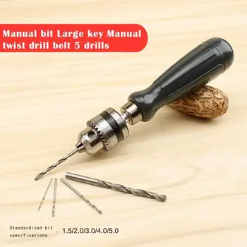 

Hand Twist Drill Set with 1.5/2.0/3.0/4.0/5.0mm Bits Manual Drilling Tool for DIY Craftwork