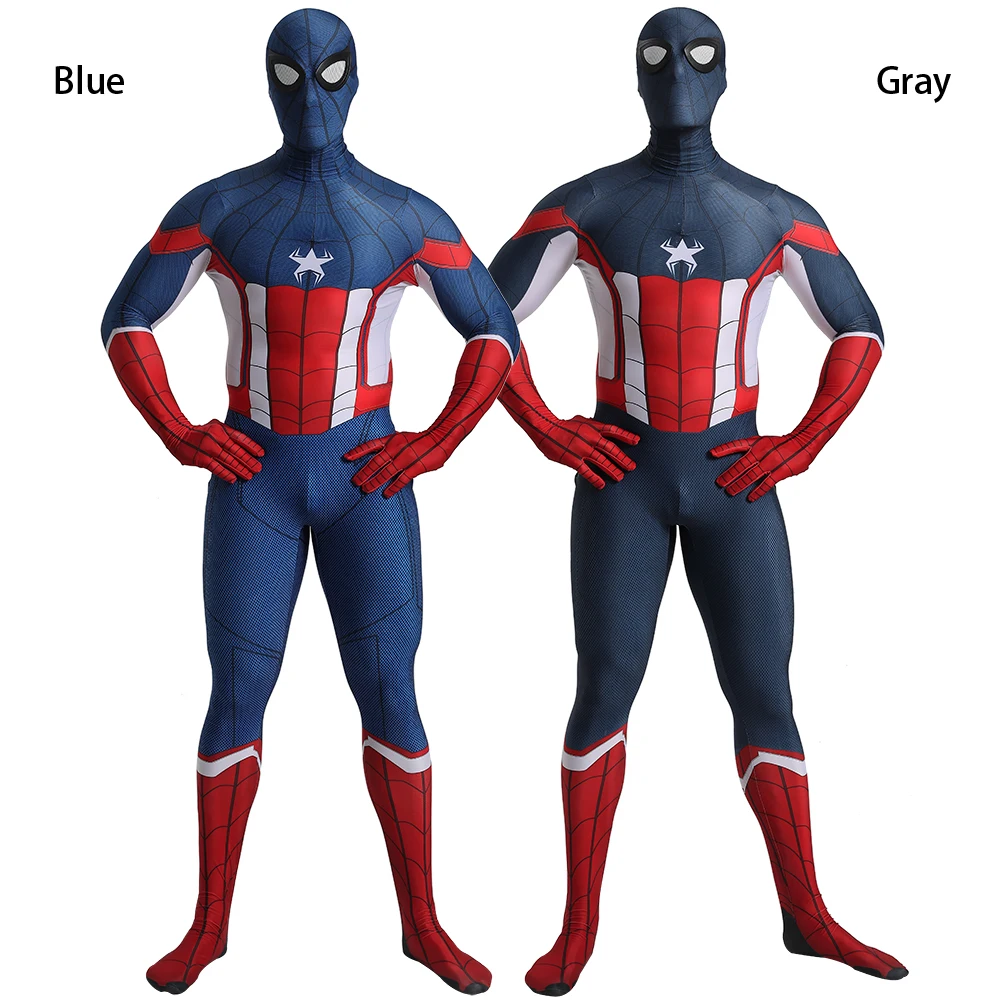 Новый дизайн костюм Капитана Америка человека паука для косплея Zentai