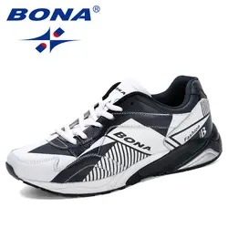 BONA 2019 новые дизайнерские мужские кроссовки кожаные кроссовки мужские осенние туфли Chaussures Hommes Zapatos уличные беговые кроссовки мужские