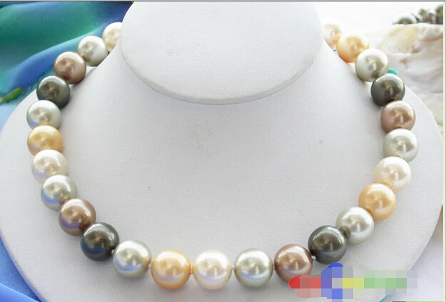 

p2471 17" 14mm white golden black SOUTH SEA SHELL PEARL necklace @^Noble style Natural Fine jewe FREE SHIPPING