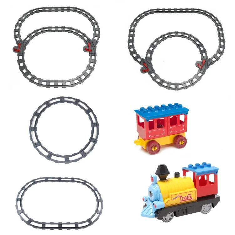 Train track transport carriage Car Vehicle Set Bricks Big Particles Building Blocks accessory DIY Gift Toy Compatible with Duplo block-set