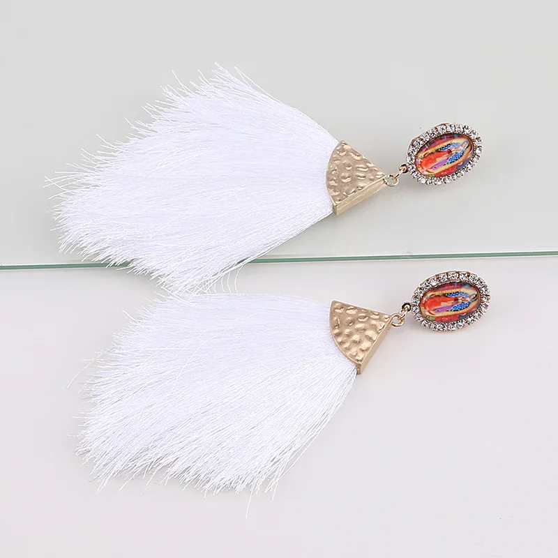 Colorful Beads Tassel Fringe Earrings Long Drop Earrings for Women Lady Party Big Statement Earrings Party Jewelry Gift (6)