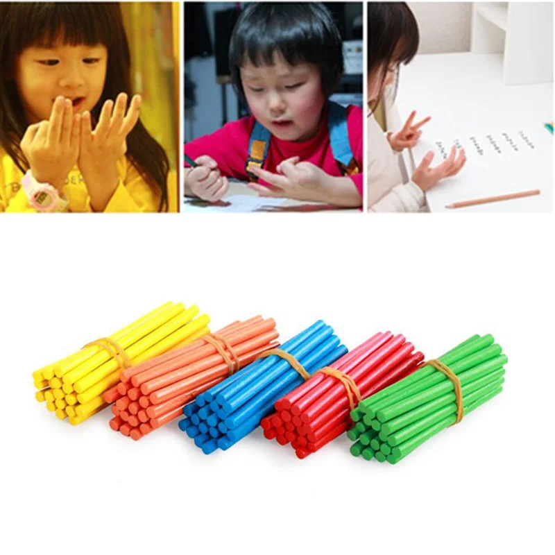 

100pcs Colorful Wooden Sticks Mathematics Counting Stick Math Rod Toys for Kids Preschool Early Education Learning Teaching Aids