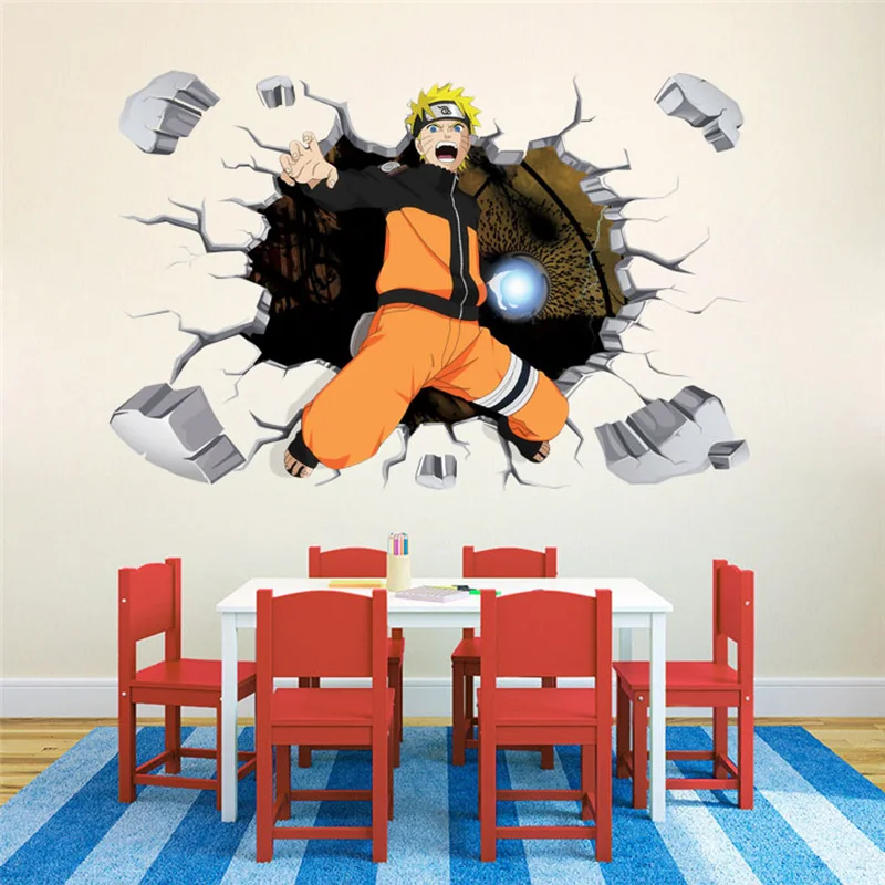 Большой размер! 90*60 см наклейка наруто 3D визуальный эффект обои Uzumaki Наруто Учиха