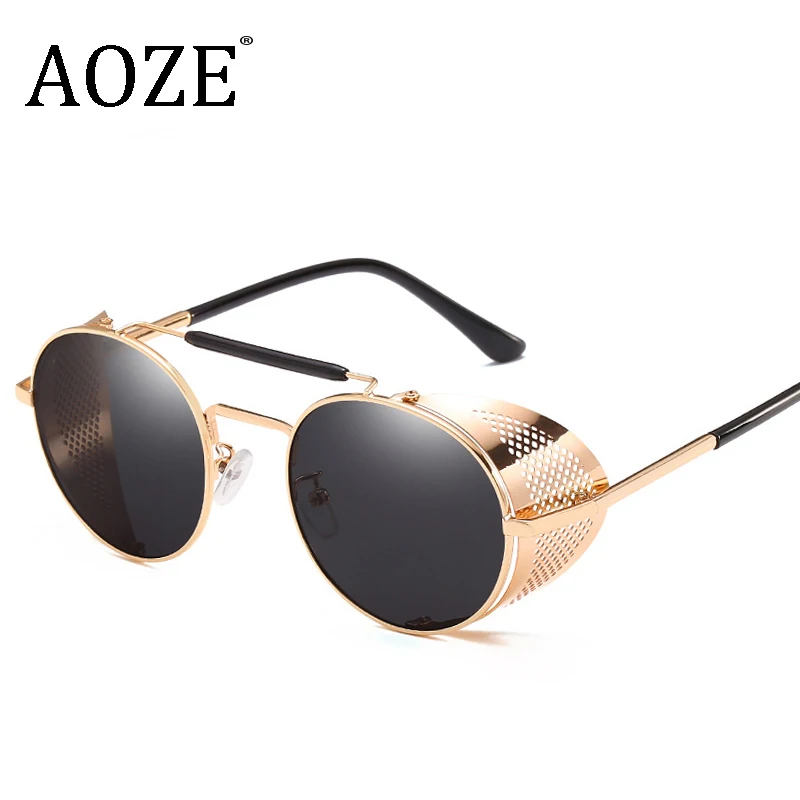 AOZE 2020 очки ретро стимпанк Солнцезащитные круглые дизайнерские паровые панк