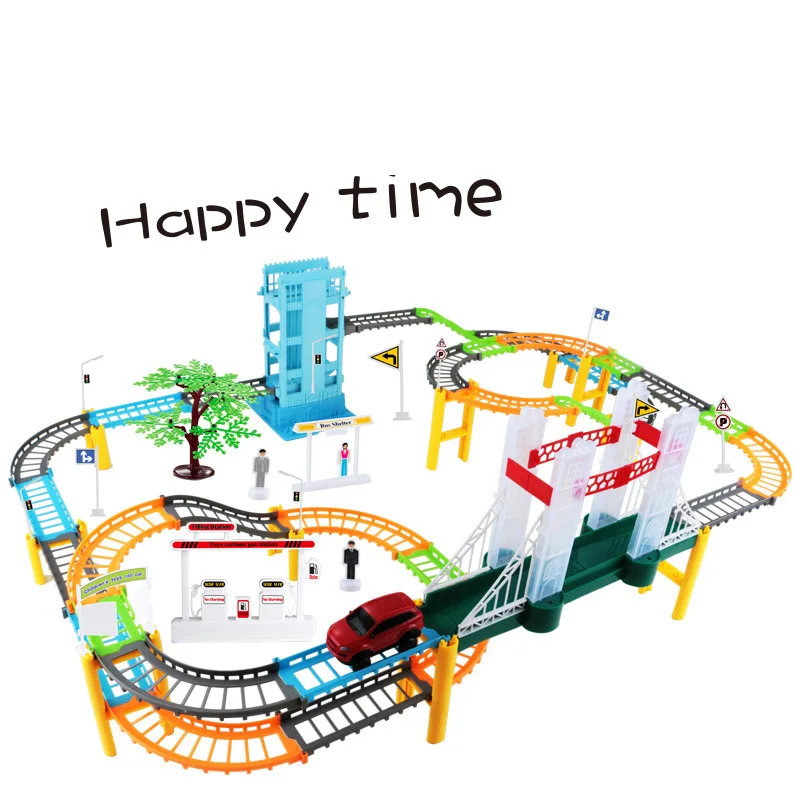 

Car Racing Magical Track Simulation City High Speed Rail Electric City Highway Track Race Driving Toys For Children Boys Girls