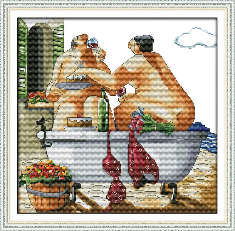 

Enjoy life (1) Embroidery floss Counted Cotton Cross Stitch In 11CT 14CT DIY Needlework DMC Cross Stitch Kits For Embroidery