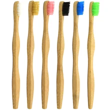1 шт. натуральный Разлагаемый нейлон мягкие волосы WavHandle экологичный Бамбук Зубная щетка из древесного угля для здоровья полости рта с низким содержанием углерода