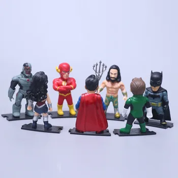 

Justice League Superman Batman Wonder Woman The Flash Aquaman Cyborg PVC Action Figure Collectible Model Kids Toys Doll 10cm