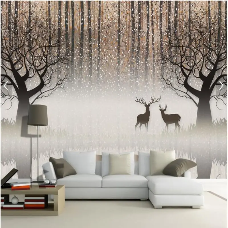 

Large mural custom wallpaper Retro nostalgic forest elk 3D TV background wall paper decoration painting