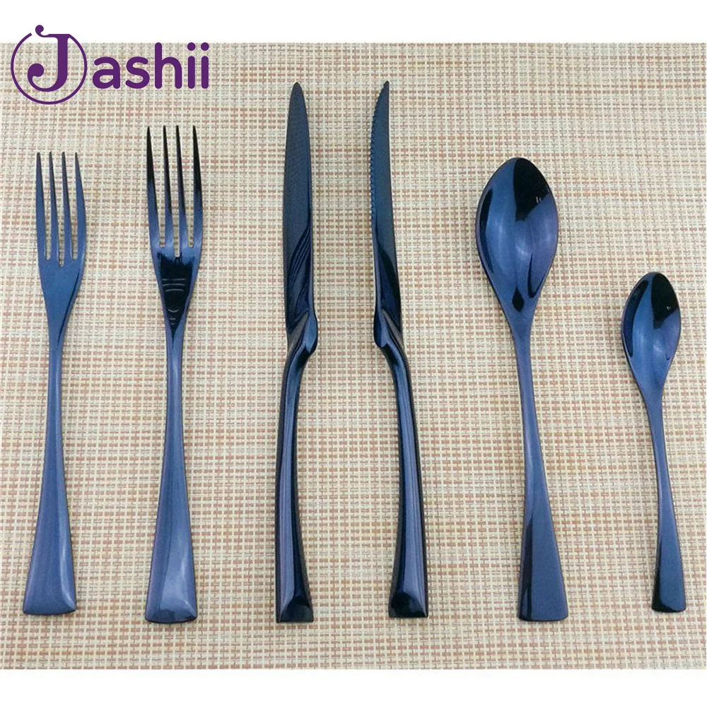 

JASHII Blue Dinnerware Set 24pcs Stainless Steel Cutlery Set Dinnerware Set Western Food Knife Fork Tableware Recommend Strongly