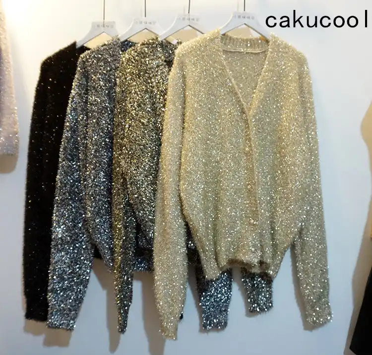 gold lurex cardigan