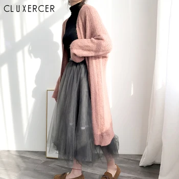 

2019 Autumn Winter New Casual Fashion Temperament Women Coat Loose Plus Hollow Long Sleeves Knit Cardigan