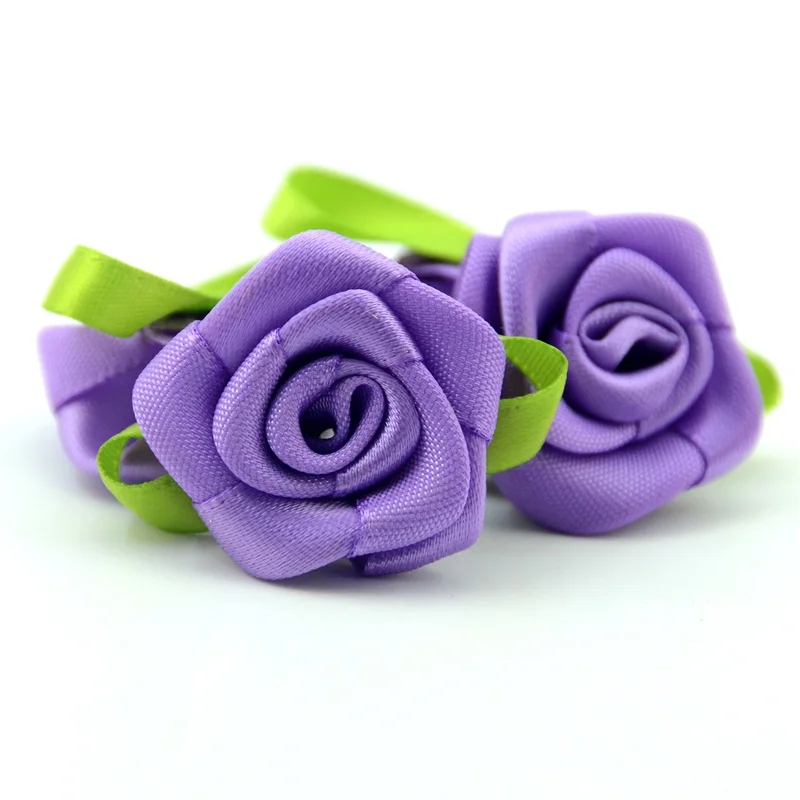 200 шт 3 см атласная лента розы цветы головы ручная работа, сделай сам, Ремесло Скрапбукинг для свадебного украшения дешевые искусственные шелковые розетки - Цвет: Purple