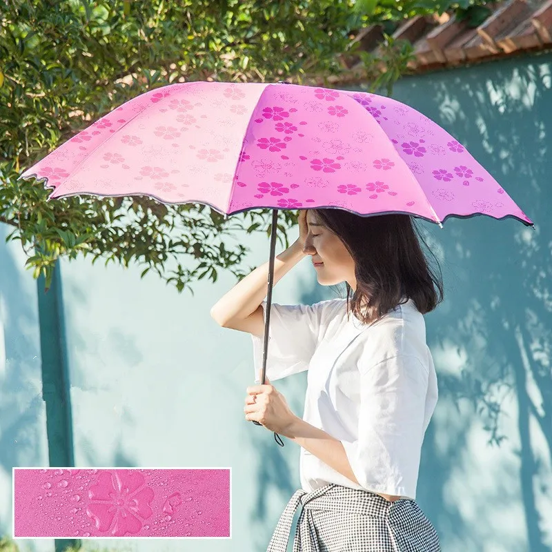 Women Windproof Anti-UV Parasol Sun/Rain Protect Non-Automatic Folding Umbrella