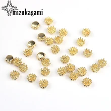 20 sztuk/partia 6*6 MM cynku biżuteria ze stopu akcesoria kolczyk części złoty kwiat kształt DIY ręcznie wykonane kolczyki ustalenia