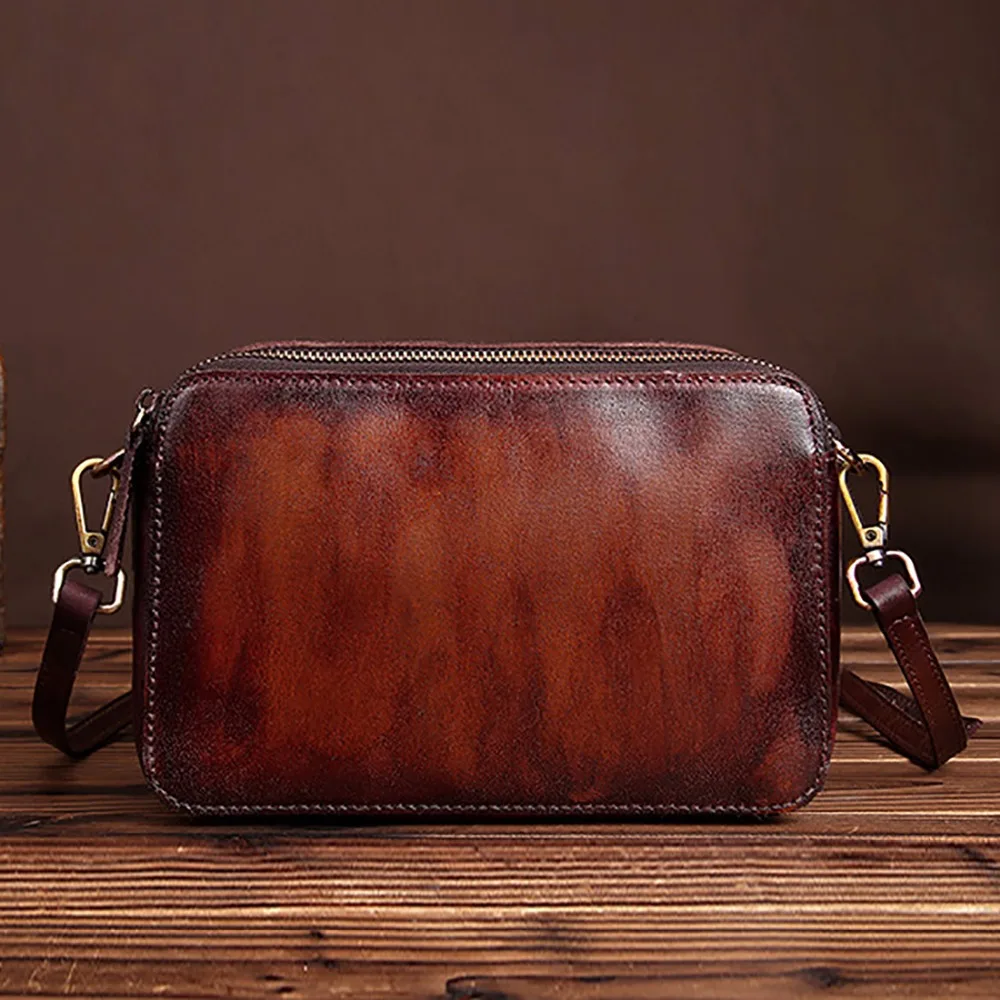

High Quality Real Cowhide Messenger Shoulder Bags Vintage Trend Ladies Women Genuine Leather Small Cross Body Square Bag New