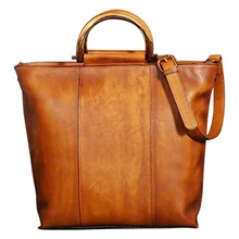 Модная Большая вместительная кожаная женская сумка из воловьей кожи в стиле ретро Женская сумка через плечо