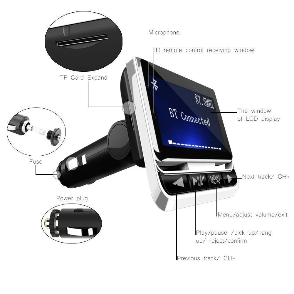 1 3 "Комплект LCD автомобильное беспроводное аудио FM USB зарядное устройство Bluetooth