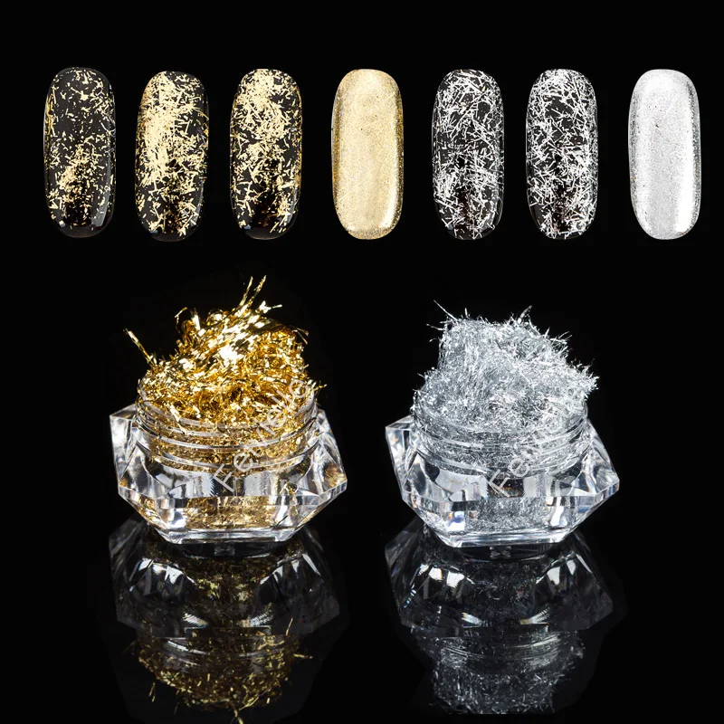

Feivielle 1box Aluminum Foil Flakes Magic Effect Flake Chrome Nail Powder Glitter Sequins Mirror Powder Nail Art Gel Nail Polish