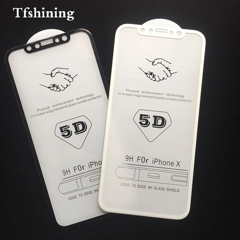 Tfshining 5D полное покрытие краев закаленное стекло для iPhone X XR XS Max 8 7 6 Plus Защитная