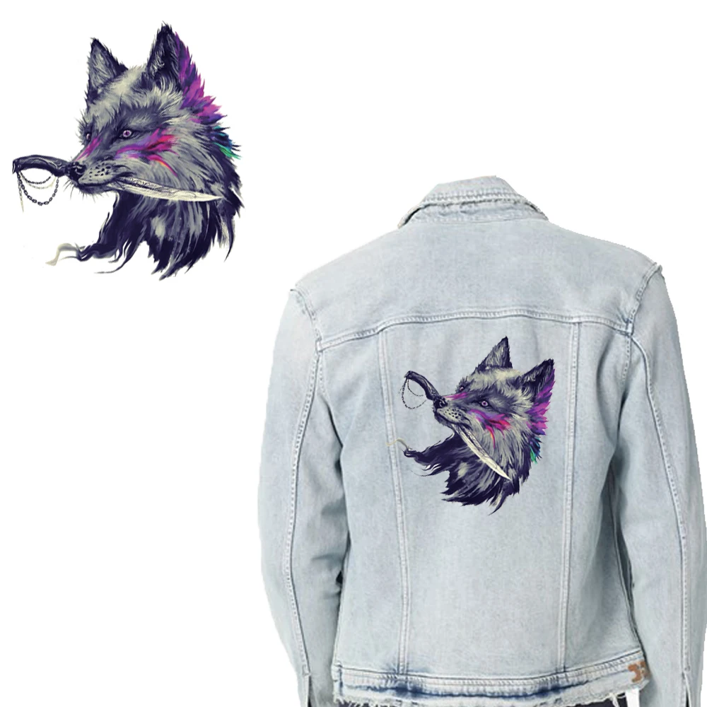 

Cartoon Dagger Wolf Patches Heat Transfer Patch DIY T-Shirt Backpack Jacket Animals Ironing Heat Transfer Sticker Washable
