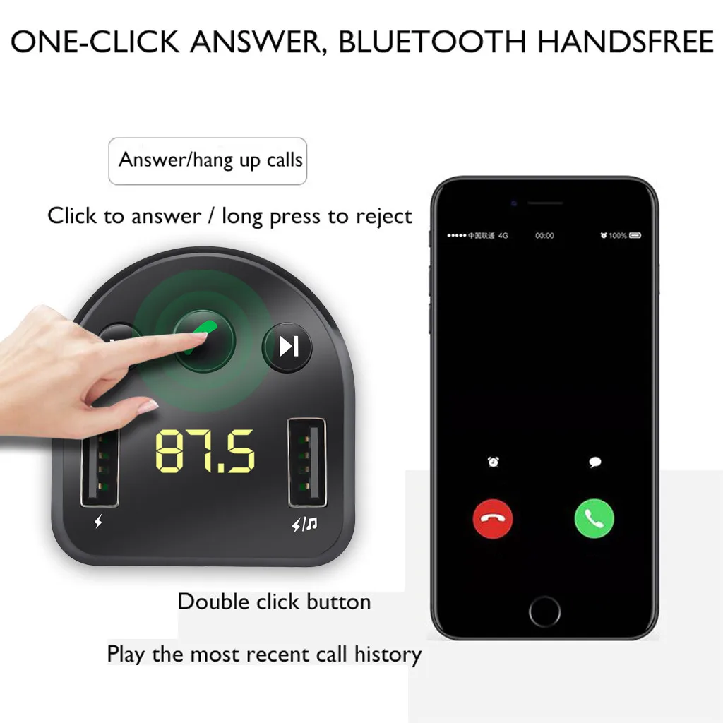 Автомобильное зарядное устройство DC12 24V 5 В/2 1 а беспроводной Bluetooth Handsfree
