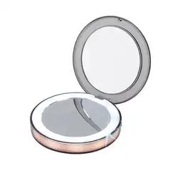 Освещенное зеркало для макияжа Led Сенсорное зеркало батарея Usb питание складное зеркало для макияжа для женщины девушка (розовое золото)