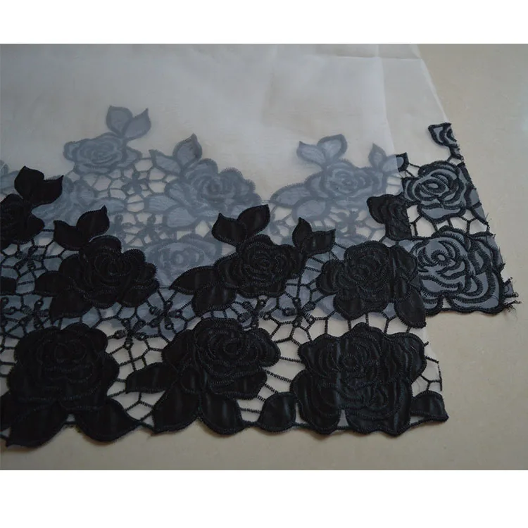 

LEO&LIN Three - Dimensional Heavy Embroidery Organza Yarn Fashion Blue Flower Fabric Handmade DIY Lace Bilateral 50cm